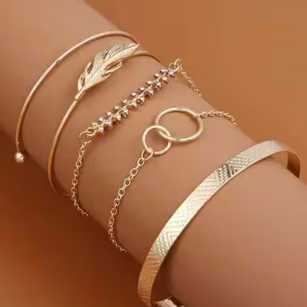 Gold Plated Stackable Bracelet | Contemporary Toned Design