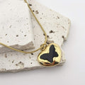 Moskai Gold Plated Black Butterfly Pendant Necklace for Women