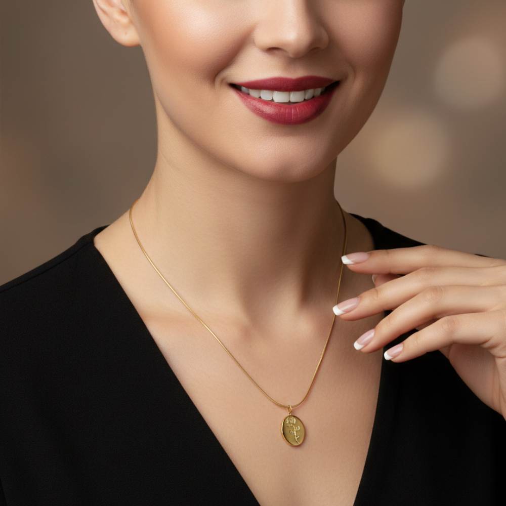 Moskai Elegant Rose Impression Pendant Necklace for Women