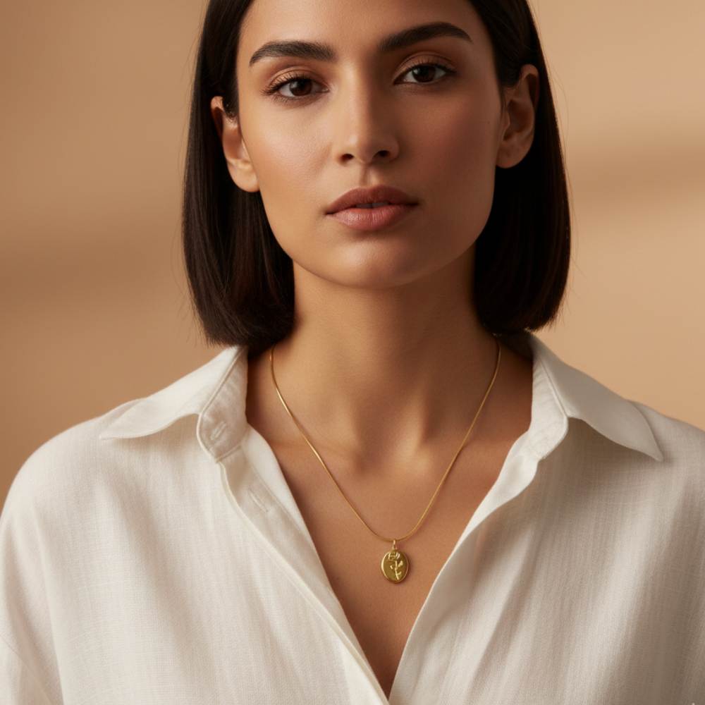 Moskai Elegant Rose Impression Pendant Necklace for Women