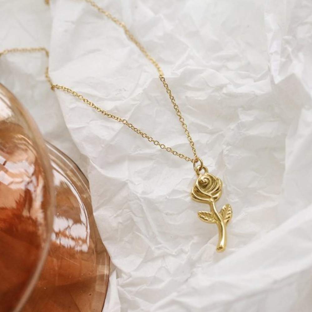 Moskai Elegant Gold Plated Rose Flower Pendant – For Her