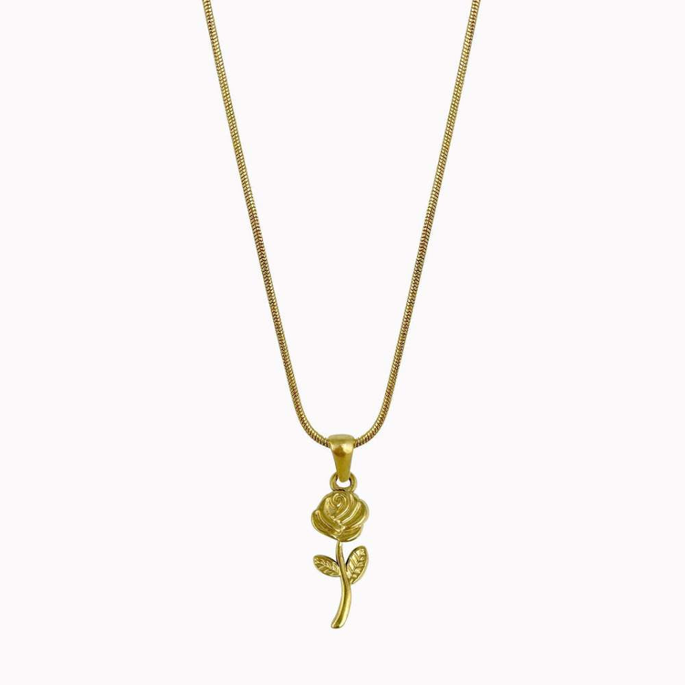 Moskai Elegant Gold Plated Rose Flower Pendant – For Her