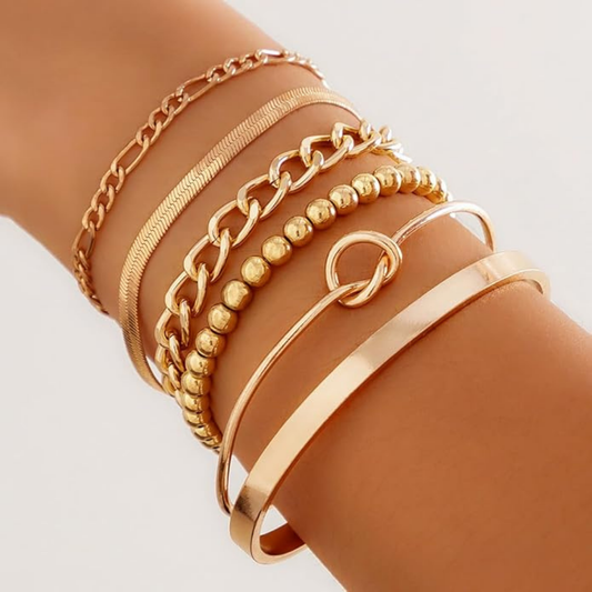 Gold Plated Charm Bracelet Set | Pack of 6