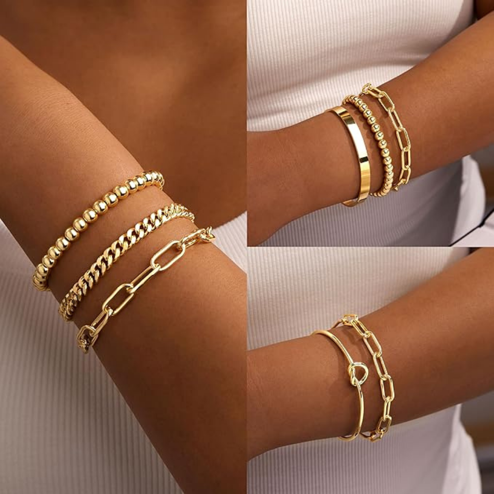 Gold Plated Charm Bracelet Set | Pack of 6