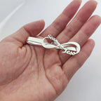 Personalised Infinity Couple Name Tie Clip for Men Engraved Brass Tie Bar, Wedding Groom Tie Pin Gift