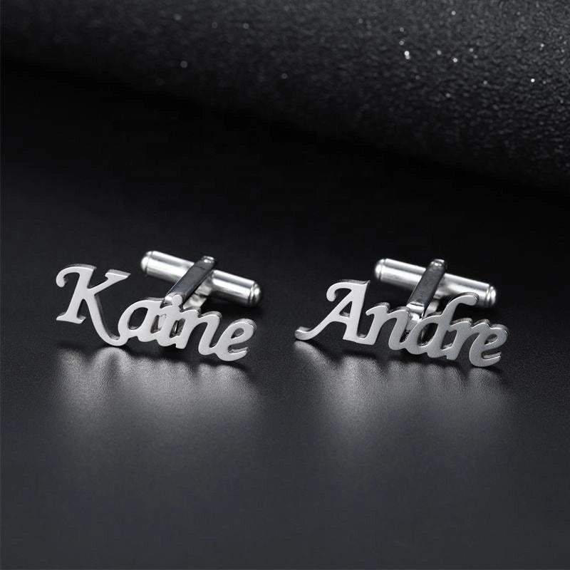 Custom Name Cufflinks for Men Groom & Groomsmen - Personalized Brass Cufflinks