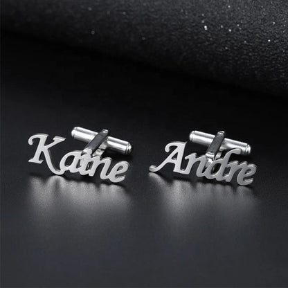 Custom Name Cufflinks for Men Groom & Groomsmen - Personalized Brass Cufflinks