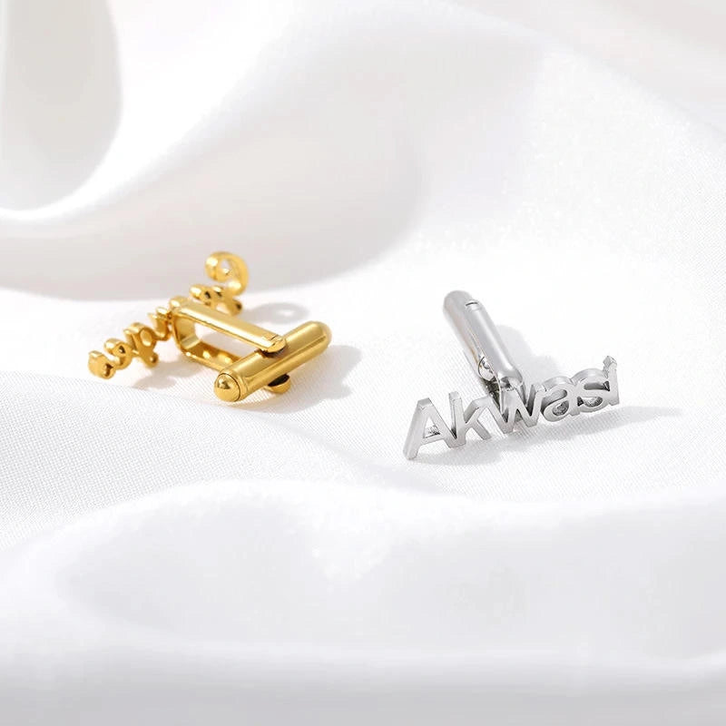 Personalized Name Cufflinks for Men - Custom Brass Shirt Cufflinks for Wedding & Business