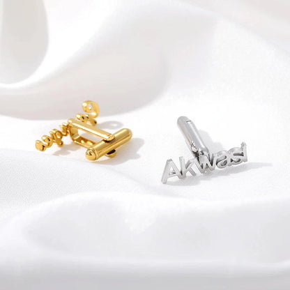 Personalized Name Cufflinks for Men - Custom Brass Shirt Cufflinks for Wedding & Business