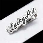 Customized Name Engraved Tie Pin with Black Inlay for Men