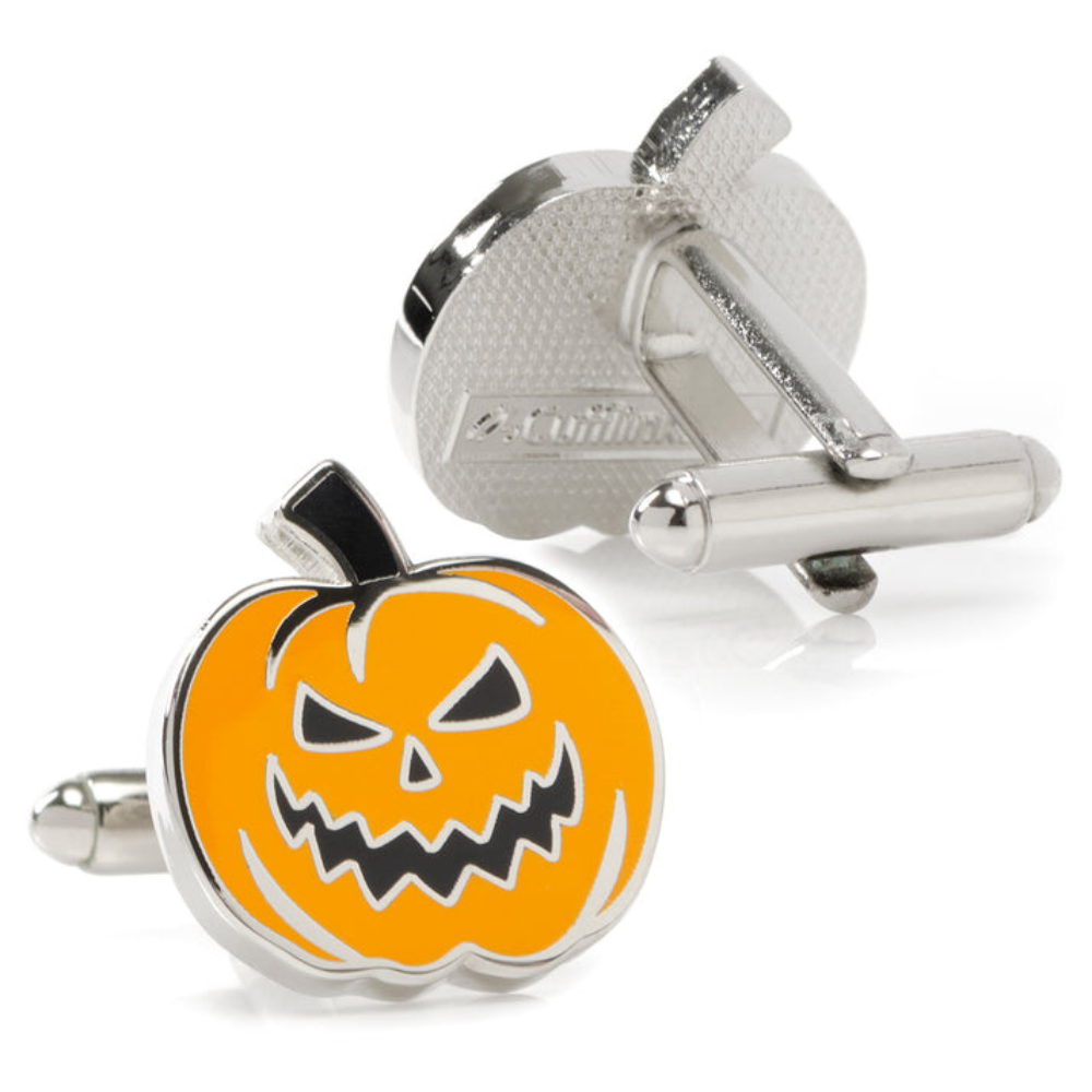 men’s Halloween cufflinks orange enamel