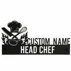 Custom Head Chef Name Plate - Personalized Stainless Steel Culinary Desk Sign, Professional Restaurant Office Decor