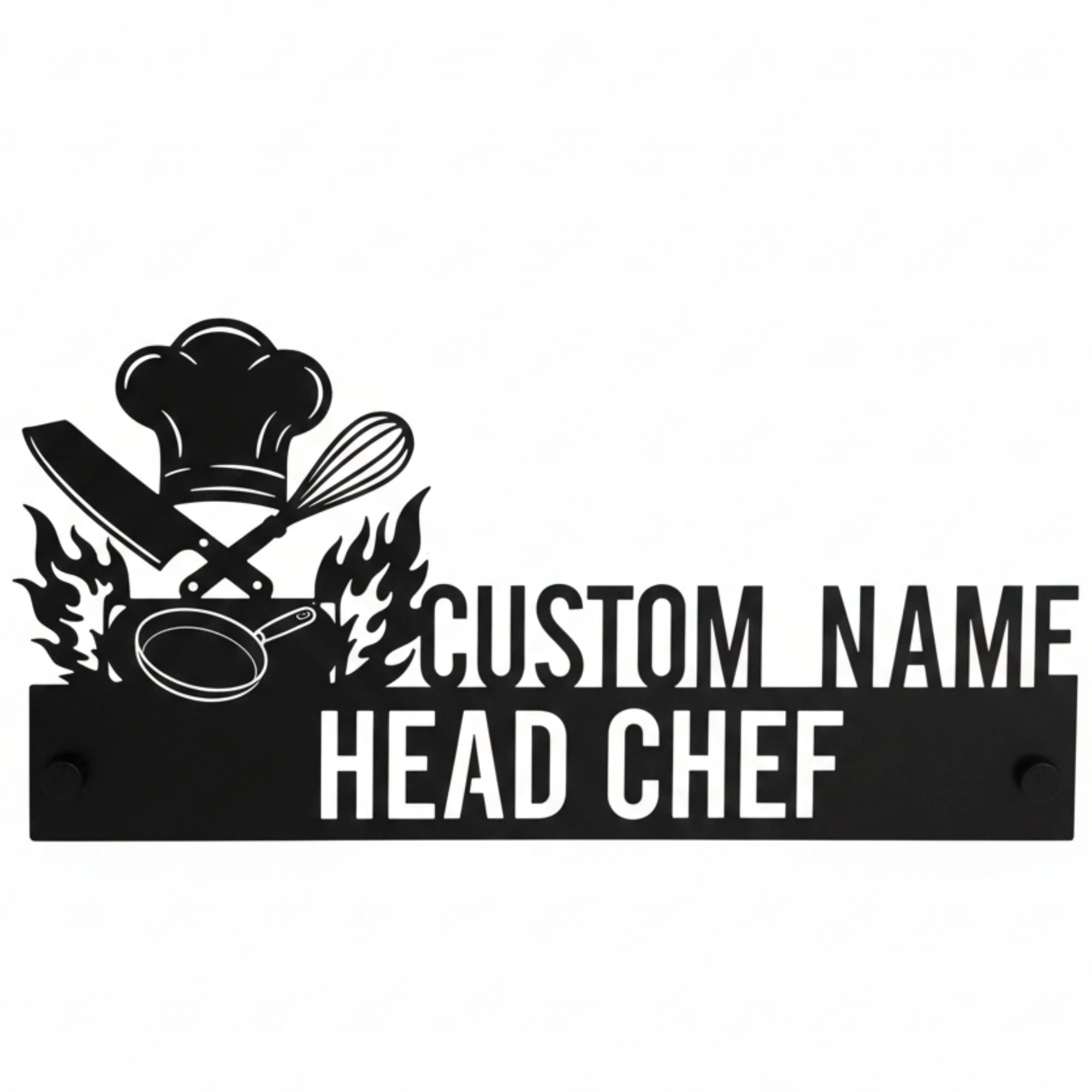Custom Head Chef Name Plate - Personalized Stainless Steel Culinary Desk Sign, Professional Restaurant Office Decor