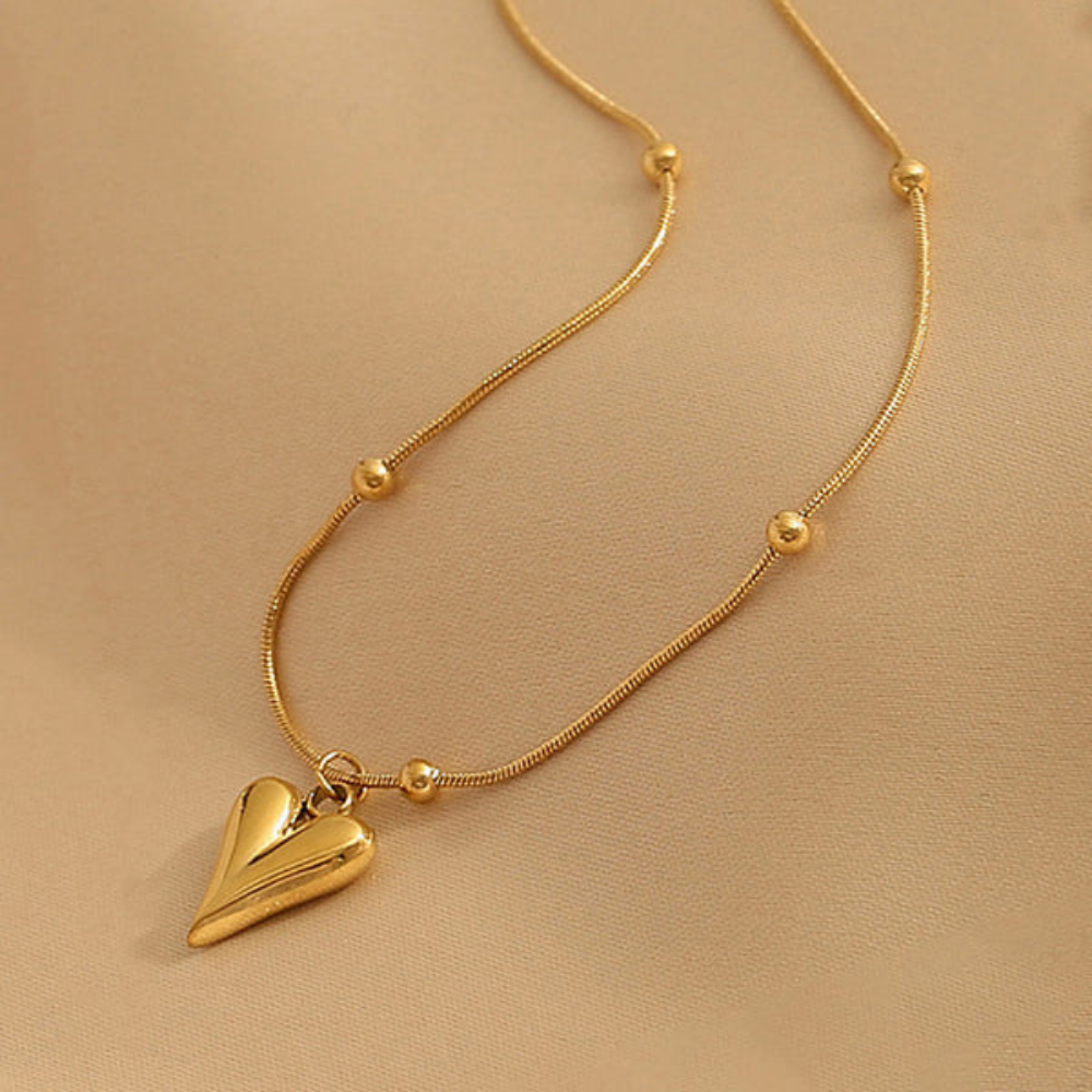 MOSKAI Gold Plated Heart Pendant | Anti Tarnish Stainless Steel Jewelry