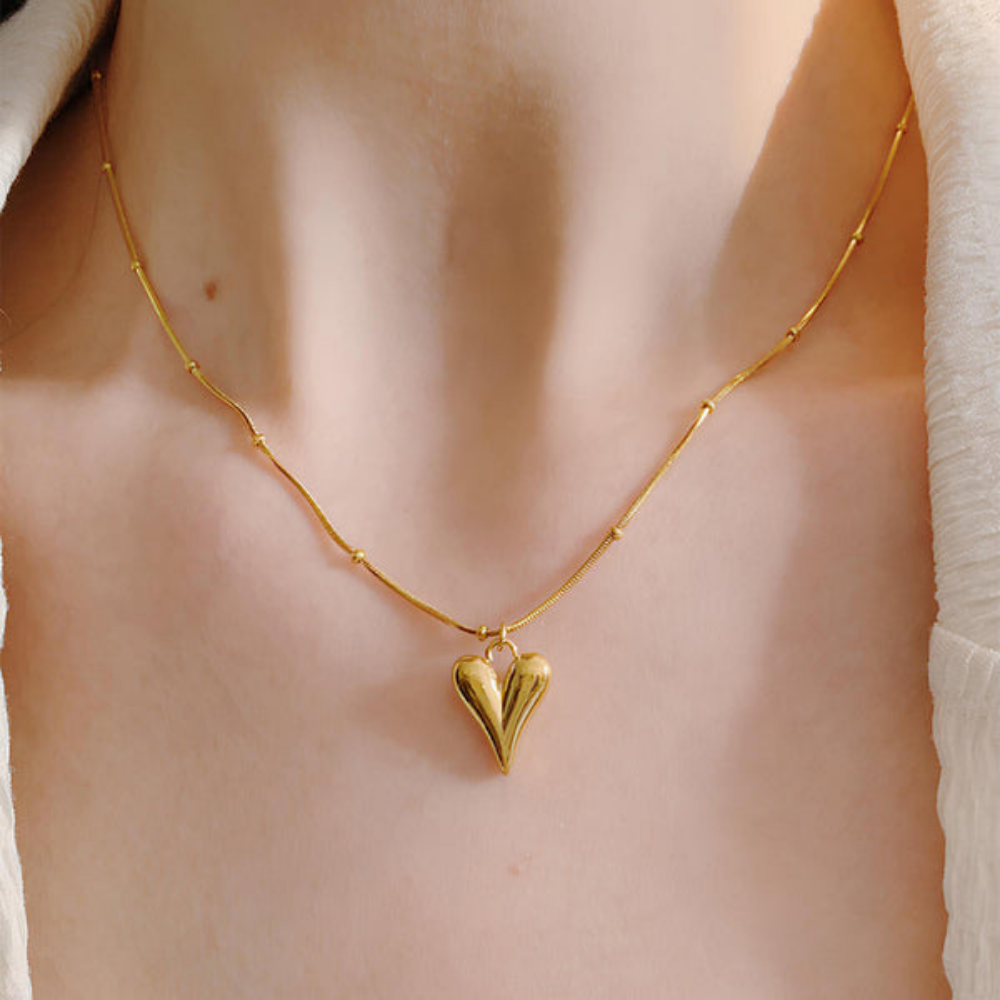 MOSKAI Gold Plated Heart Pendant | Anti Tarnish Stainless Steel Jewelry