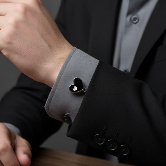 Heart Cufflink, Black cufflink