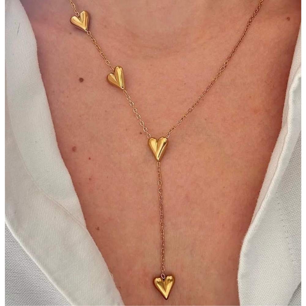 Moskai Heart Strand Gold Plated Anti-Tarnish Pendant Necklace for Women