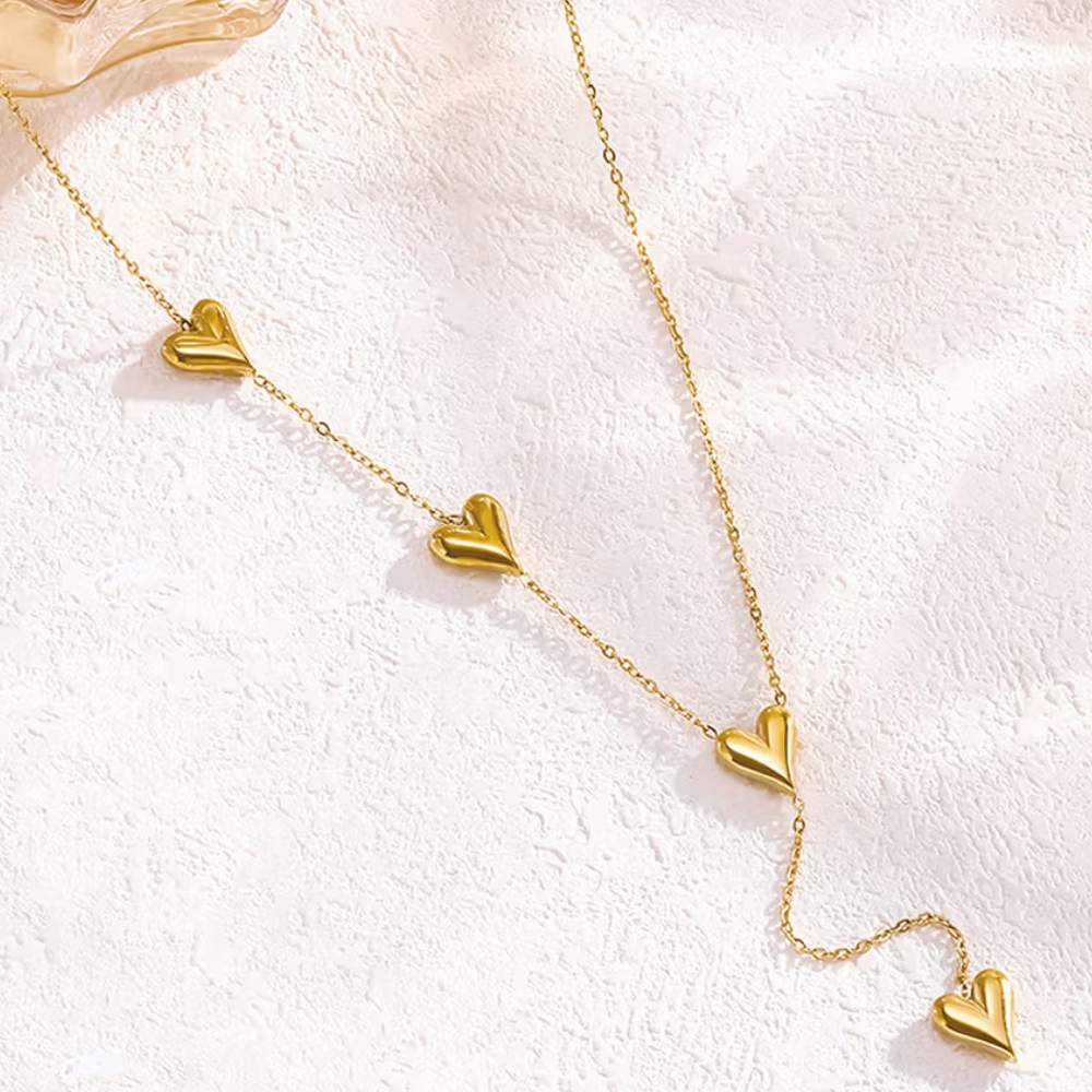 Moskai Heart Strand Gold Plated Anti-Tarnish Pendant Necklace for Women