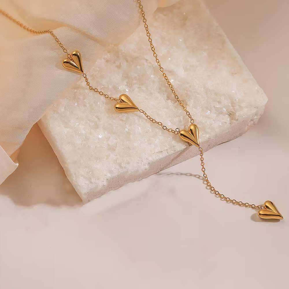 Moskai Heart Strand Gold Plated Anti-Tarnish Pendant Necklace for Women