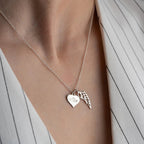 Personalized Heart Necklace with Angel Wing Charm - Custom Name Engraved Memorial Pendant for Women & Girls