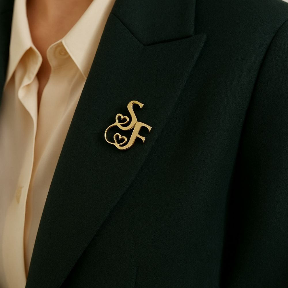 Moskai Heart with Initials Personalised Brooch