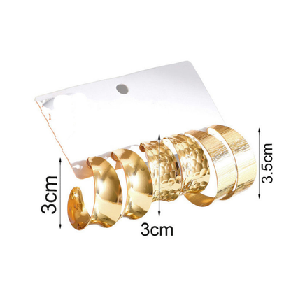 MOSKAI Hoop Earrings Set of 3 Gold Finish | Elegant Fashion Jewelry