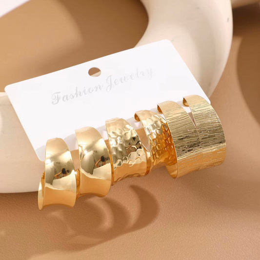 MOSKAI Hoop Earrings Set of 3 Gold Finish | Elegant Fashion Jewelry