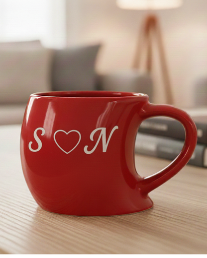 MOSKAI I Love You Personalised Unique Shape Red Mug