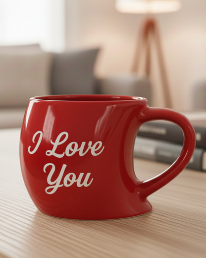 MOSKAI I Love You Personalised Unique Shape Red Mug