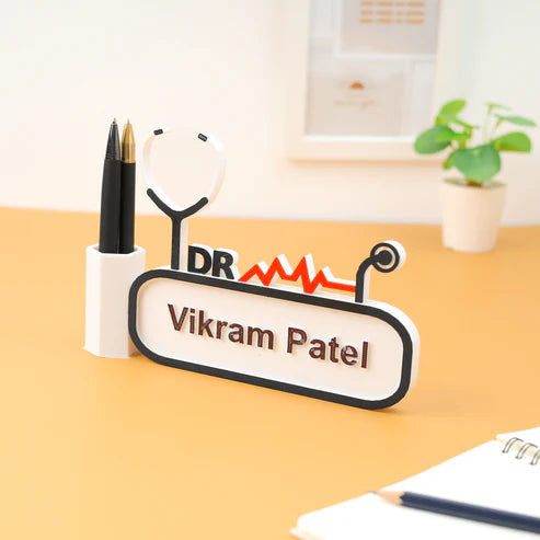 MOSKAI Personalized Doctor Pen Stand | 3D Custom Name Gift for Medical Professionals