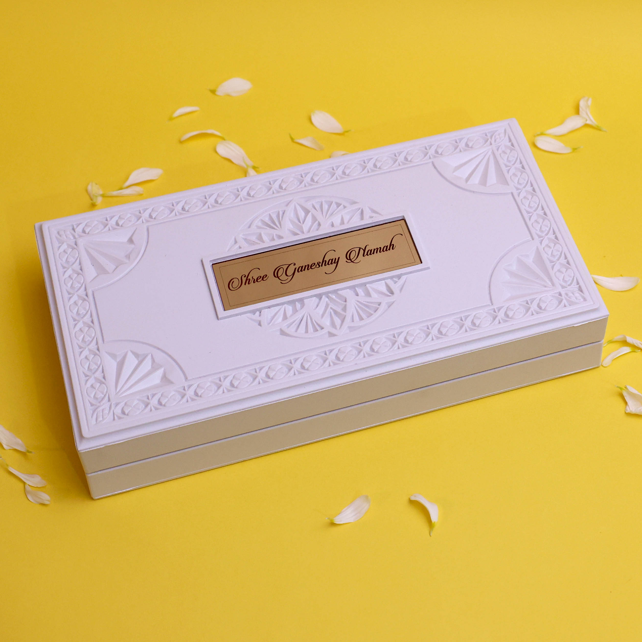 Moskai Ganesha Charan Paduka Box with Golden Artwork and Sacred Shloka