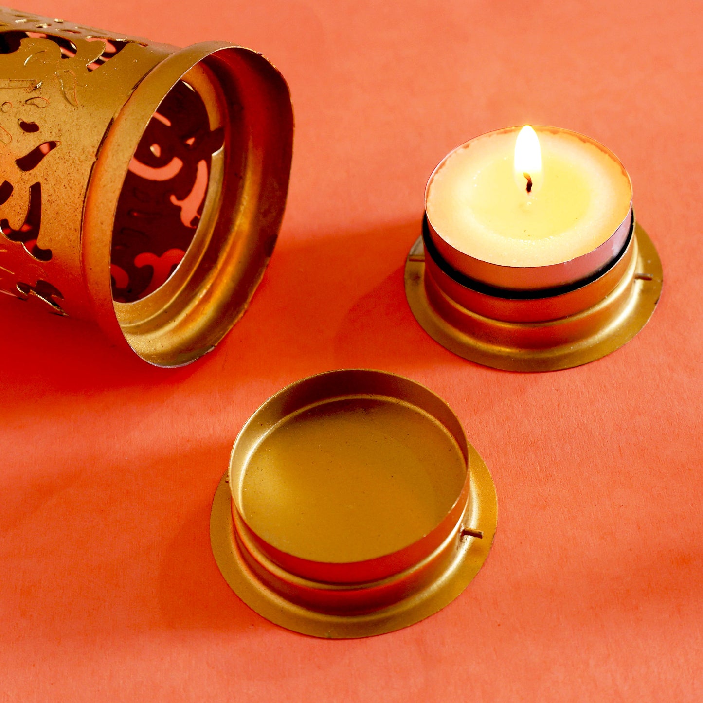 Moskai Metal Lantern with Tealight Candles | Decorative Hanging Candle Holder Set of 2