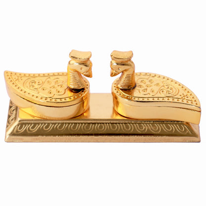 Moskai Peacock Roli Chawal Dibbi | Decorative Metal Kumkum Box