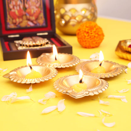 Moskai Set of 4 Golden Decorative Metal Diya