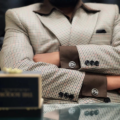 Personalized Round Initial Cufflinks for Men – Custom Monogram Brass Cufflinks for Wedding, Groom & Formal Wear