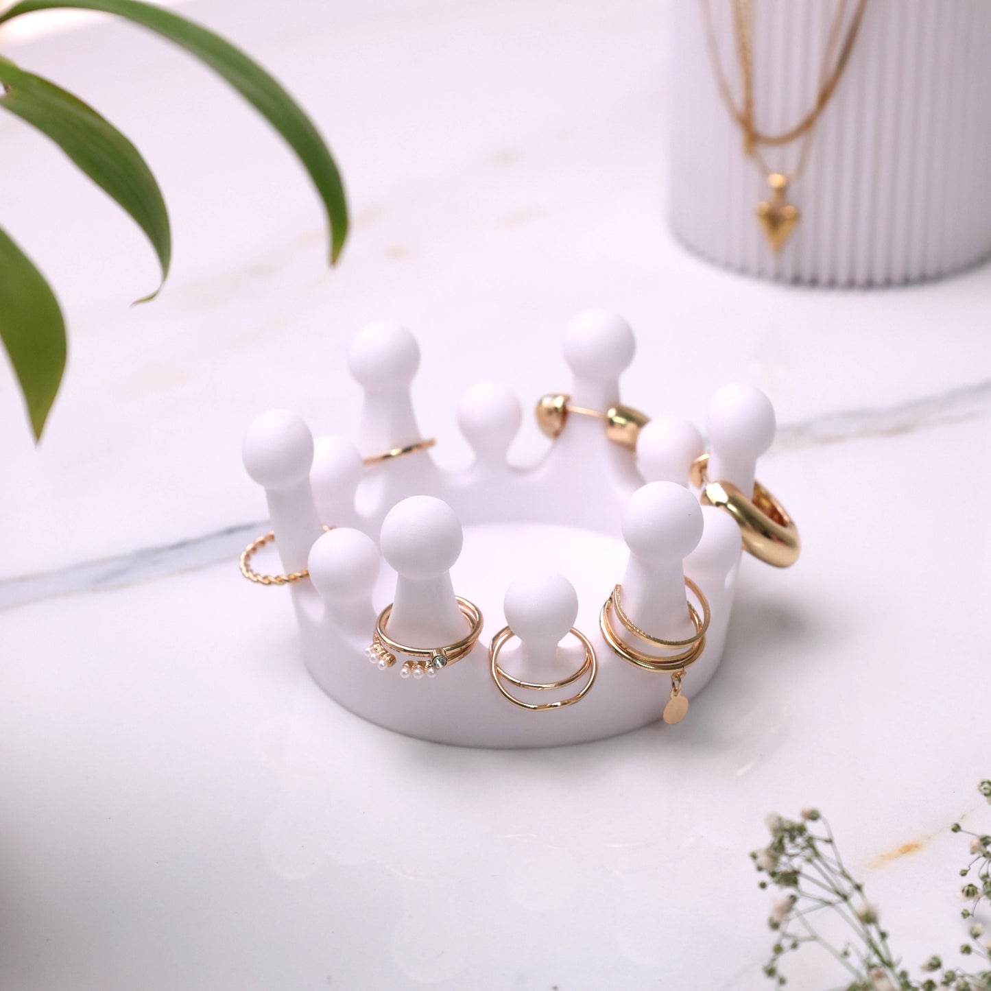 Moskai  White 3D King Crown Jewelry Tray & Multi-Utility Organizer