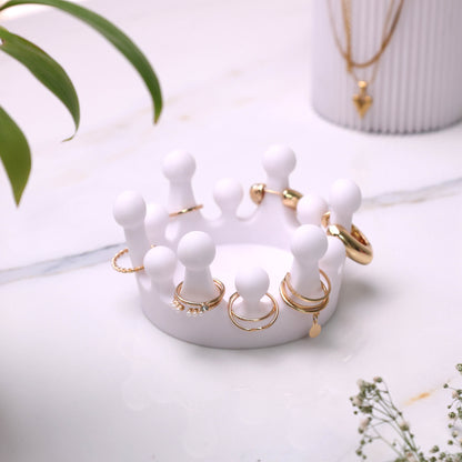 Moskai  White 3D King Crown Jewelry Tray & Multi-Utility Organizer