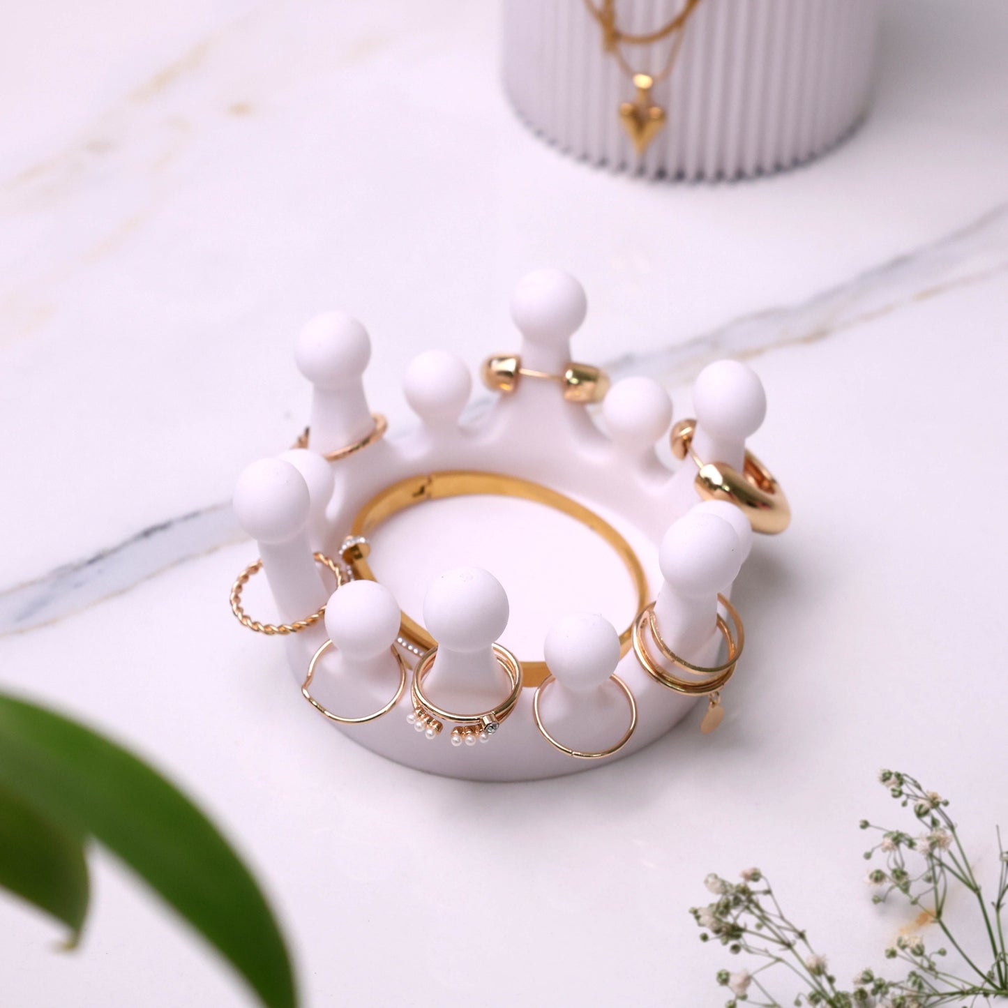 Moskai  White 3D King Crown Jewelry Tray & Multi-Utility Organizer