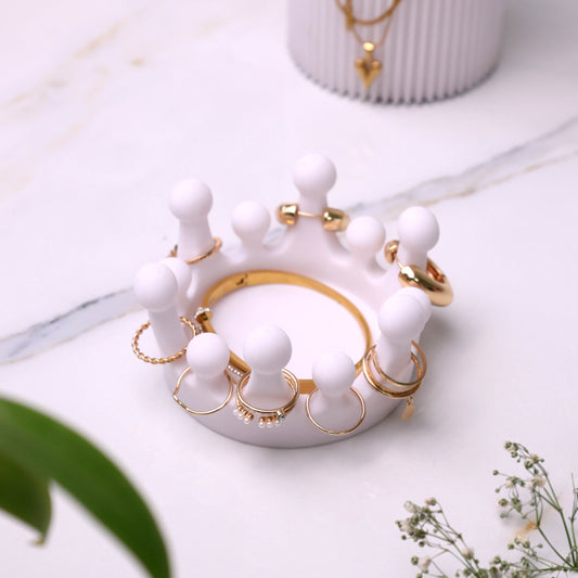 Moskai  White 3D King Crown Jewelry Tray & Multi-Utility Organizer