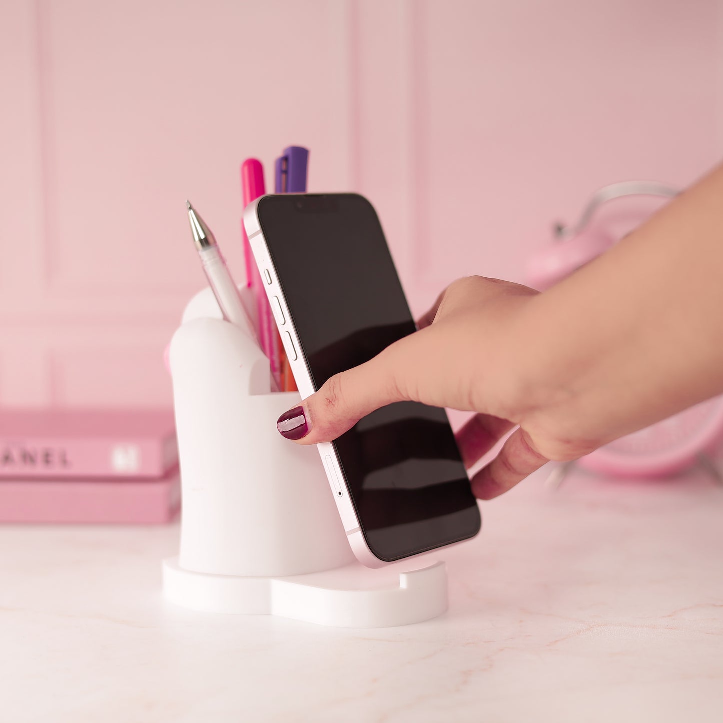 Moskai 3D Cat Paw Name Pen and Mobile Stand | Cute Desk Organizer