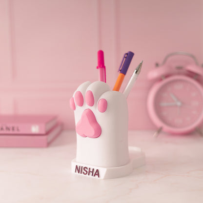 Moskai 3D Cat Paw Name Pen and Mobile Stand | Cute Desk Organizer