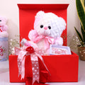 Romantic Pink Teddy & Self-Care Gift Hamper – Plush Teddy, Beauty Essentials & Valentine Gift Box
