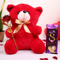 Romantic Red Teddy & Chocolate Gift Hamper with Golden Rose – Love Surprise Box