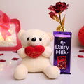 I Love You Teddy & Chocolate Romance Gift Hamper with Everlasting Rose
