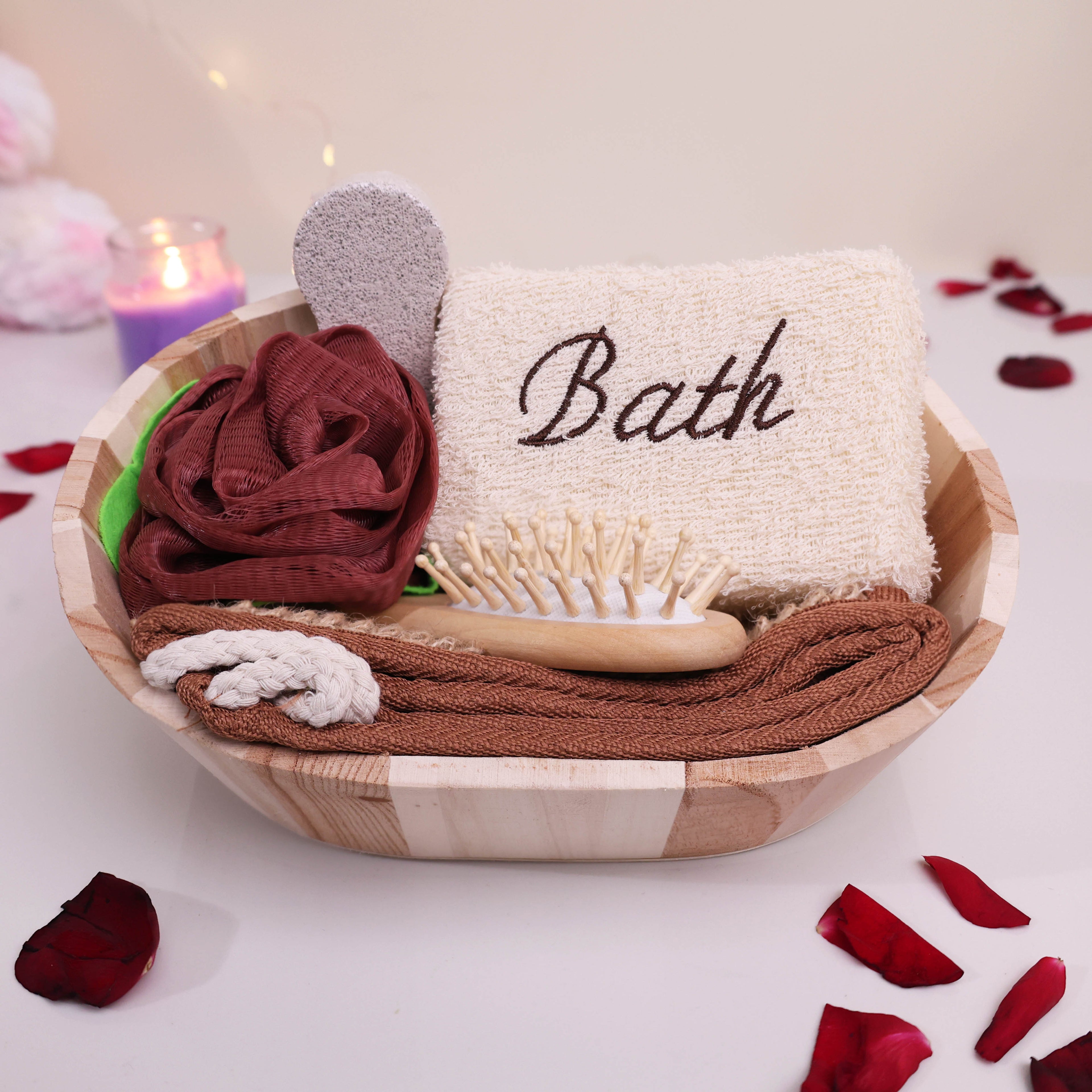 Earthy Wellness Bath & Body Spa Hamper | 6-Piece Natural Wooden Self-Care Gift Set