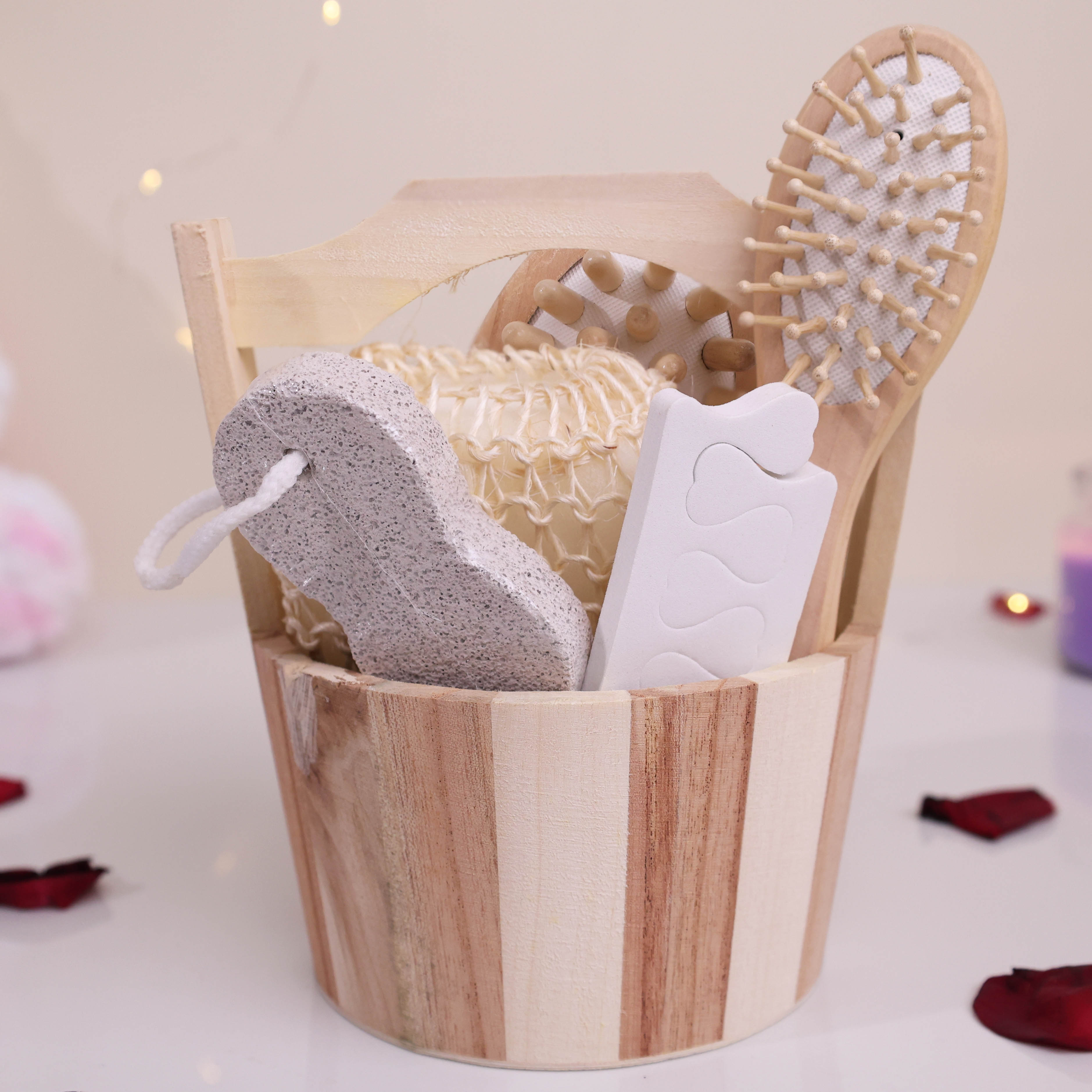 Ultimate Natural Wooden Spa & Bath Body Care Gift Hamper | 6-Piece Eco-Friendly Self-Care Set