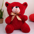 Classic Crimson Plush Teddy Bear with Gold Satin Bow – Luxury Red Soft Toy (12 Inch)