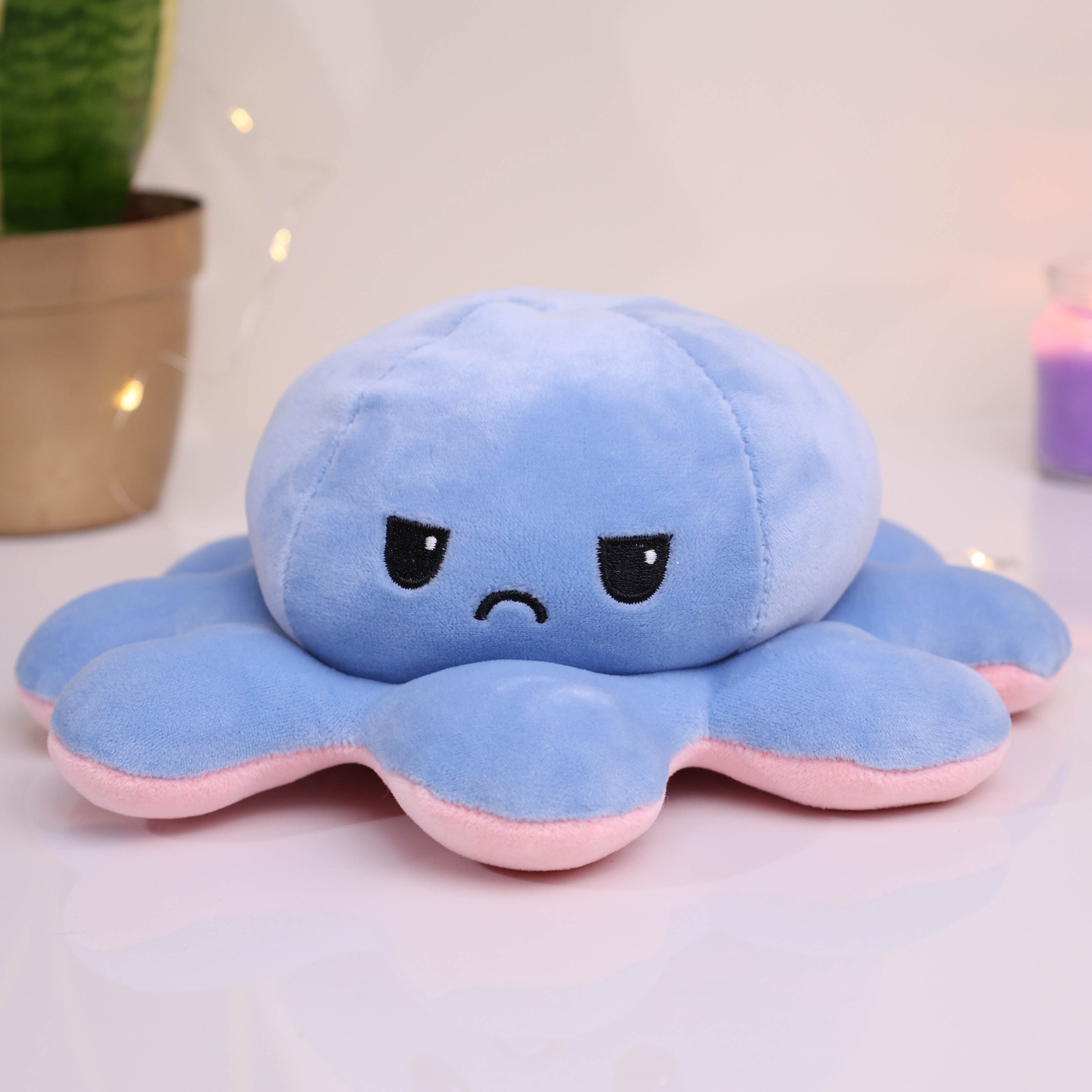 Reversible Mood Octopus Plush Toy – Pink & Blue Emotional Support Soft Toy