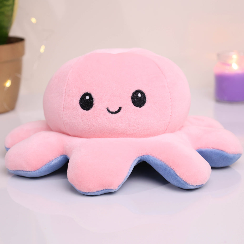 Reversible Mood Octopus Plush Toy – Pink & Blue Emotional Support Soft Toy
