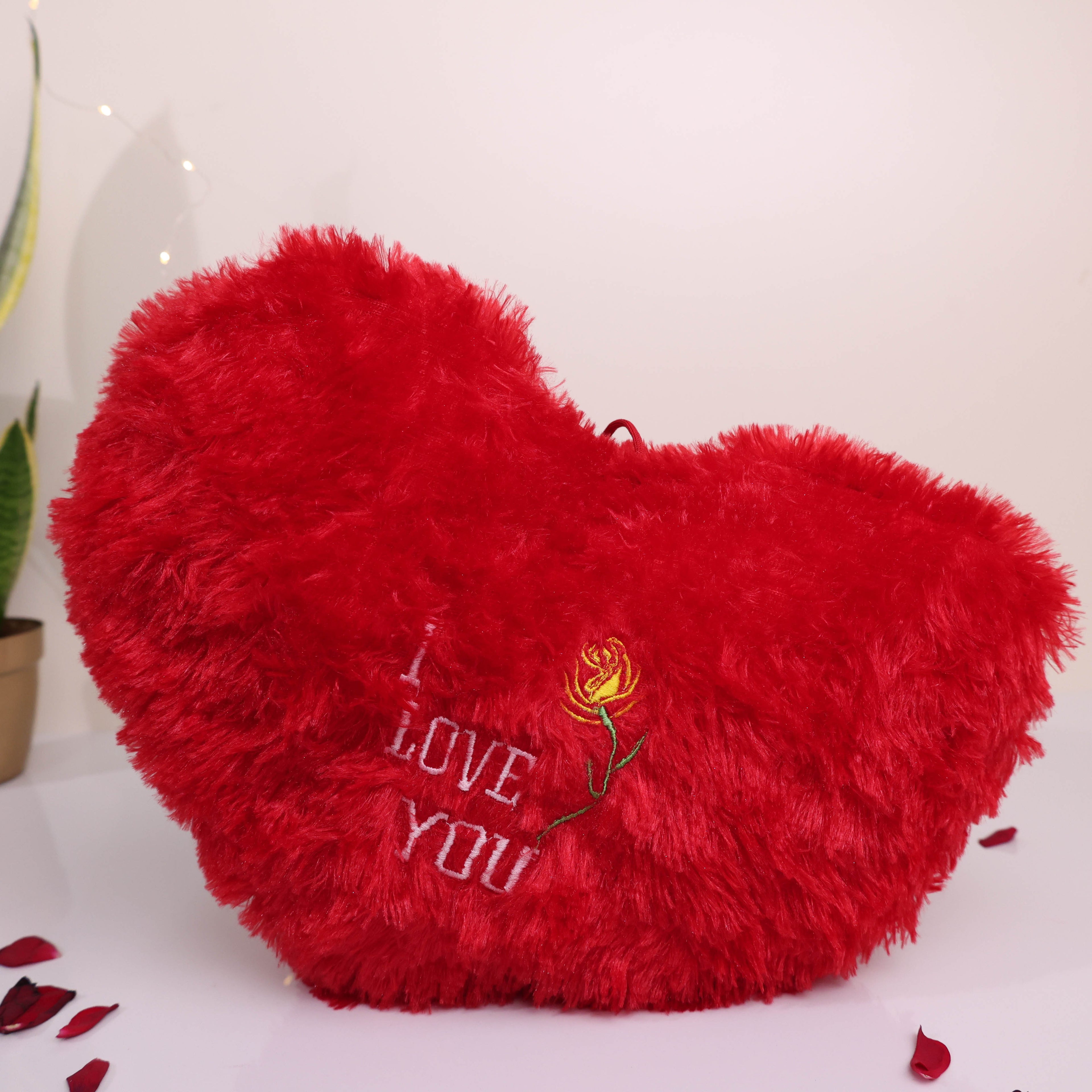 Ultimate Romantic Surprise Gift Hamper – I Love You Heart Pillow with Chocolates, Golden Rose & Photo Frame